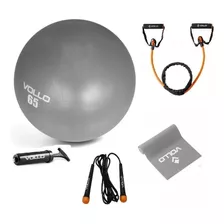 Kit Yoga Pilates Funcional C/ 5 Itens Vollo Bola Corda Faixa