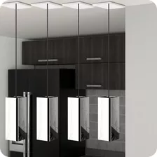 4 Pendentes Industrial Inox Quadrado Moderno Luminária ELG Cor Prateado 110v/220v