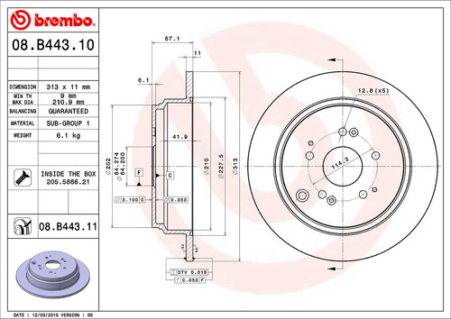 2 Discos De Freno Traseros Honda Odyssey 2002 3.5l Brembo Foto 2