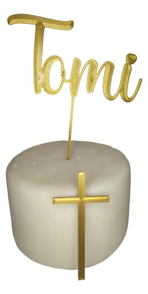 Combo Cake Topper Nombre Personalizado Y Cruz