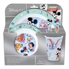 Pack Set X 5 Infantil Disney 100 Para Microondas Plato Vaso