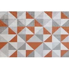 Tapete Sala Moderno 100x140 Cm Lavavel Anti Acaro/alergico Cor Terracota Desenho Do Tecido Geométrico
