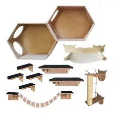 Kit Playground Para Gato Com Rede E Arranhador 11 Pçs