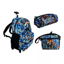 Mochila Infantil Authentic Games Rodinhas Escolar Lancheira