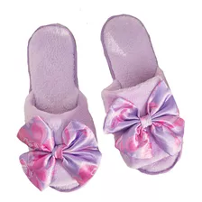 Pantuflas En Tejido, Afelpadas Con Moño En Satín Carol 50050