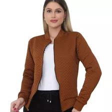 Jaqueta Blusa Feminino Bomber De Frio Matelasse Com Ziper