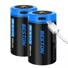 2 X Pila Tipo D Recargable Grande Beston 1.2v 8000mah Usb