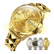 Reloj Digital De Cuarzo Dorado Con Diamantes Luminosos