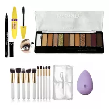 Combo Makeup Set Brochas + Paleta + Esponjas Ideal Regalo