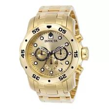 Reloj Pulsera Invicta Pro Diver Scuba 0074 De Cuerpo Color Dorado, Analógico, Para Hombre, Fondo Dorado, Con Correa De Acero Inoxidable Color Dorado, Agujas Color Blanco Y Negro, Dial Blanco Y Negro, 