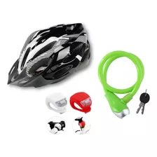 Casco Bicicleta + Linga De Seguridad + Luz Delantera