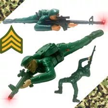 Boneco Soldado Atirador Rasteja Com Som Brinquedo De Guerra Cor Verde