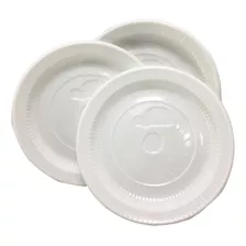 Prato Descartável Plástico Raso Branco Refeições 12cm 100x10