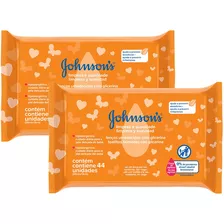 Kit 2 Lenço Umedecido Johnsons Limpeza Suave 44 Unidades