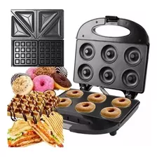 Maquina De Donas 3 En 1 Waflera Sandwichera De 850w