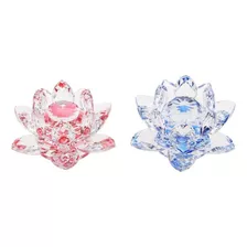 2 Piezas De Adornos De Cristal De Loto Elegante De