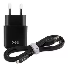 Kit Carregador De Parede + Cabo Usb-c I2go 1,2m 2,4a Preto