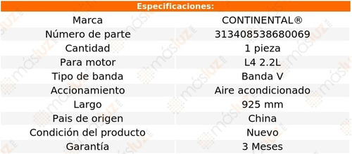 Banda 925 Mm Acc Van L4 2.2l 89 Aire Acondicionado Foto 4