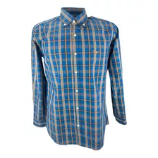 Camisa Masculina Os Moiadeiros Xadrez Azul E Bege R.cml 2308