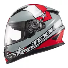 Capacete Texx Wing Superstar Cinza Vermelho C/óculos Solar