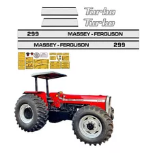 Kit Adesivo Trator Massey Ferguson Mf 299 Turbo +etiqueta Mk Cor Massey 299 Turbo