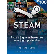 Steam Cartão Pré-pago R$100 Reais Crédito Card - Imediato