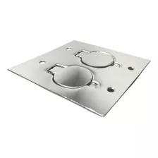 Placa Piso Aço Inox Unha 4x4 2 Tomadas Stamplac