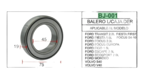 Balero Lado Caja Dere. Ford Fiesta Focus Figo Escape Bj-001 Foto 4