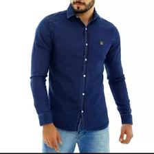 Camisa Jeans Masculina Manga Longa