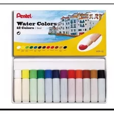 Tinta Aquarela Base Água 12 Cores 6ml Pentel