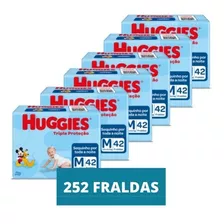 Fraldas Huggies Disney Tripla Proteção M 42 Kit 6 Pacotes