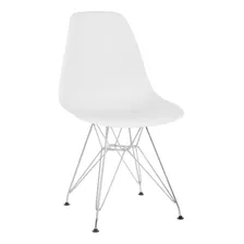 Cadeira De Escritório Eames Com Pés Cromados Anima Branca Cor Branco