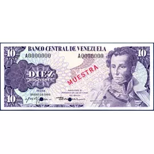 Billete Muestra 10 Bolívares A7 Enero 29 1980 Muerte Sucre