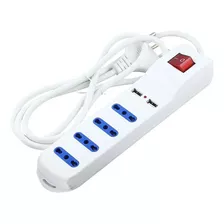 Alargador Zapatilla Eléctrica 4 Posiciones 2 Usb 3 Metros Color Blanco