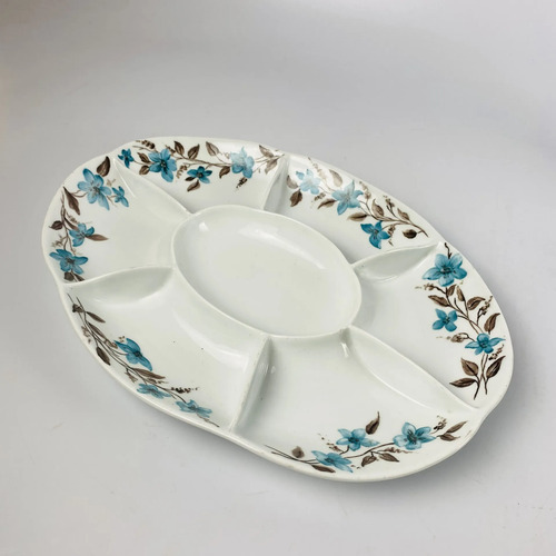Travessa Floral Azul Pintada À Mão Vintage Azul 2