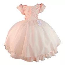 Vestido Infantil Festa Luxo Rosa Nude Princesa