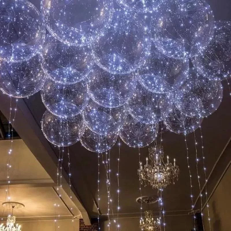 15 Globos Burbuja Cristal Con Luz Transparente Led Luminoso 