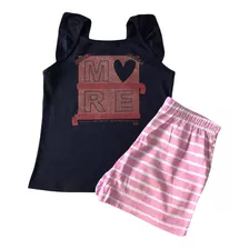 Conjunto Verão Tam. 8 Infantil Feminino Azul Escuro