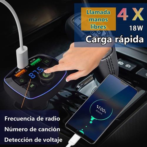 Transmisor Fm Bluetooth Mp3 Sin Manos 4.8 A Cargador Foto 4