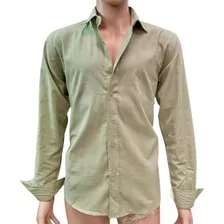 Camisa De Lino Hombre Manga Larga Diseño Premium.