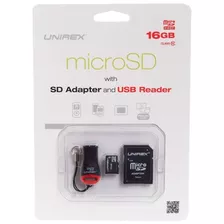 Unirex Msu 165 16gb Micro Sd Card With Usb Reader And Sd