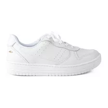 Tênis Casual Mulher Branco Em Couro Legitimo Feminino Dakota