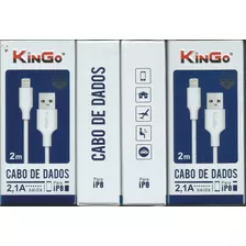 Cabo Usb Dado E Carga Kingo Compatível iPhone 2m 2,1 Ah Cor Branco