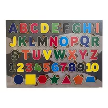 Painel Montessori Encaixe Alfabeto Números, Letras E Figuras