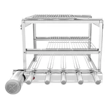 Churras Inox Gira Grill 5 Espetos 3 Níveis 4 Grelhas Boleto