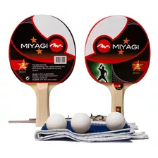 Set Tenis De Mesa Miyagi 90201 De 2 Raquetas, Paral Y Bolas