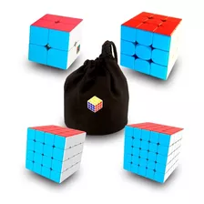 Set 4 Cubos Moyu Mei Long 2x2 + 3x3 + 4x4 + 5x5 + Estuche