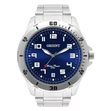 Relógio Masculino Prata Fundo Azul Orient Mbss1155a Original