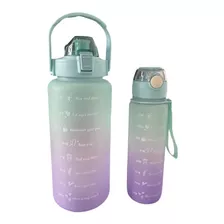 Set Botella De Agua Deportiva Motivacional Termo 2l + 900ml