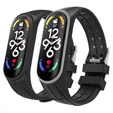 2 Mallas Para Xiaomi Mi Band 7 Negro Y Gris